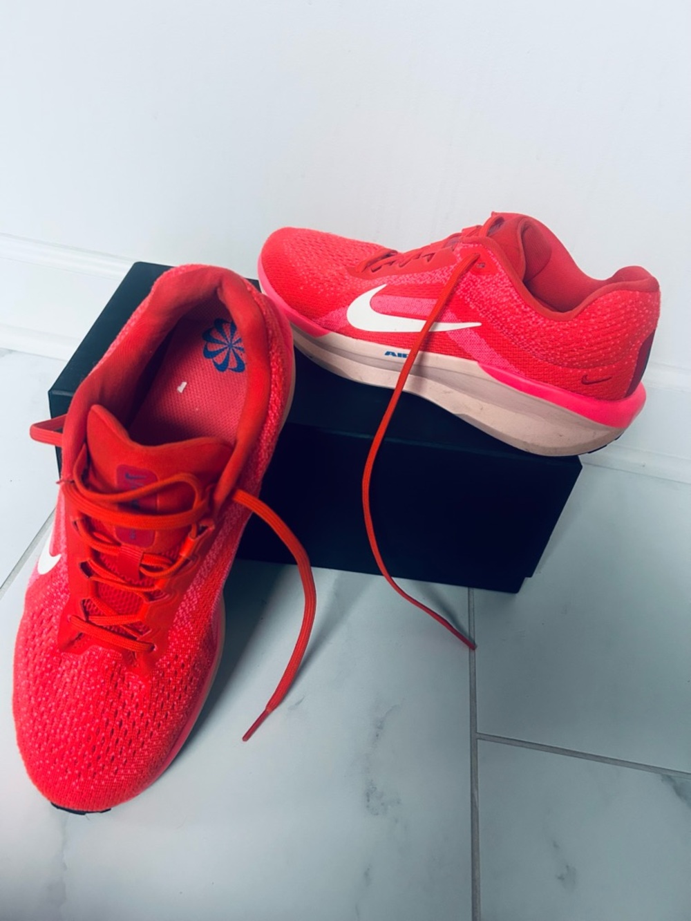 Nike Women's Vibrant Red Running Sneakers with White Swoosh